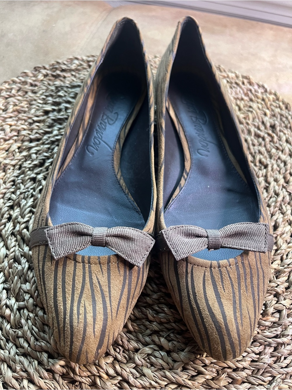 Laura Brandon Genuine Leather Brown Zebra-Print Ballet Flats -  Women Size 8 - Picture 4 of 8